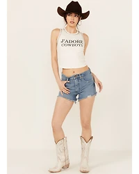 Wrangler Women's Off Shore Medium Wash High Rise Reworked Cut Denim Shorts