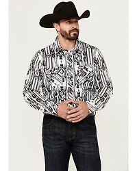 Rock & Roll Denim Men's Modern Fit Southwestern Print Long Sleeve Snap Stretch Western Shirt
