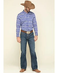 Rock & Roll Denim Men's Ikat Southwestern Print Long Sleeve Western Shirt