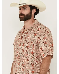 Wrangler Men's Coastal Cowboy Print Short Sleeve Snap Western Shirt