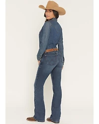 Wrangler Retro Women's Mae Dark Wash Mid Rise Lined Bootcut Stretch Denim Jeans