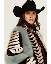 Azalea Wang Women's Inez Striped Faux Fur Jacket