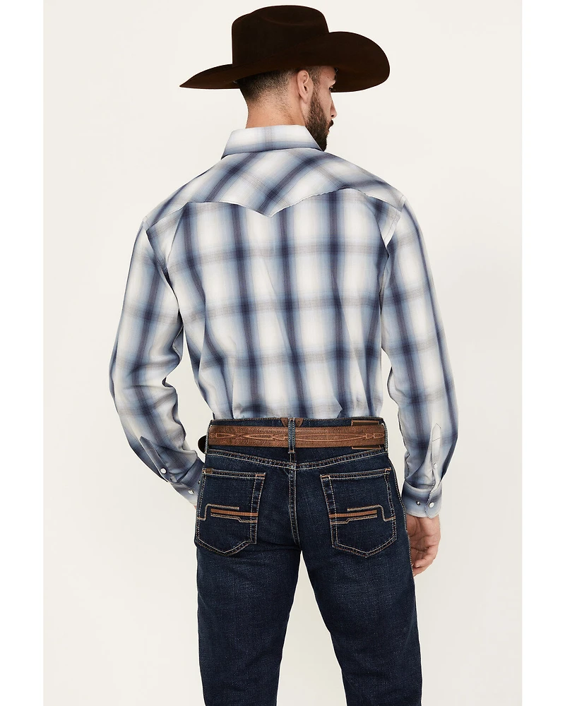 Panhandle Men's Plaid Print Long Sleeve Pearl Snap Performance Western Shirt