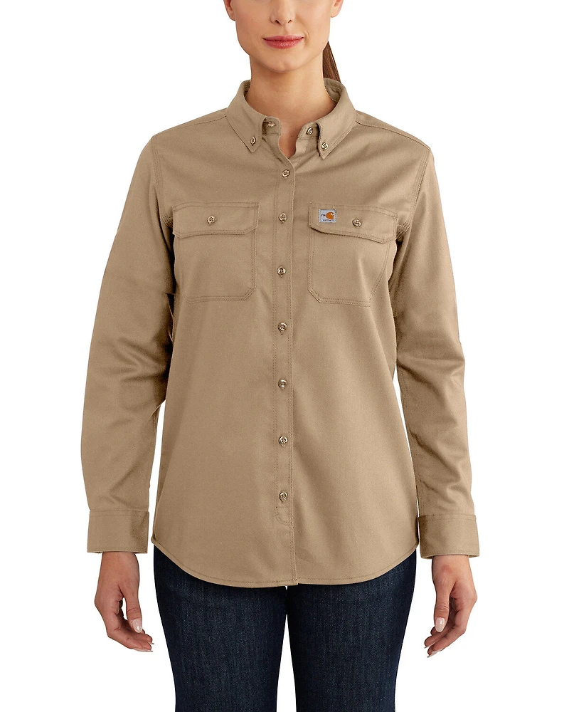 Carhartt Women's FR Solid Rugged Flex® Long Sleeve Button-Down Work Shirt