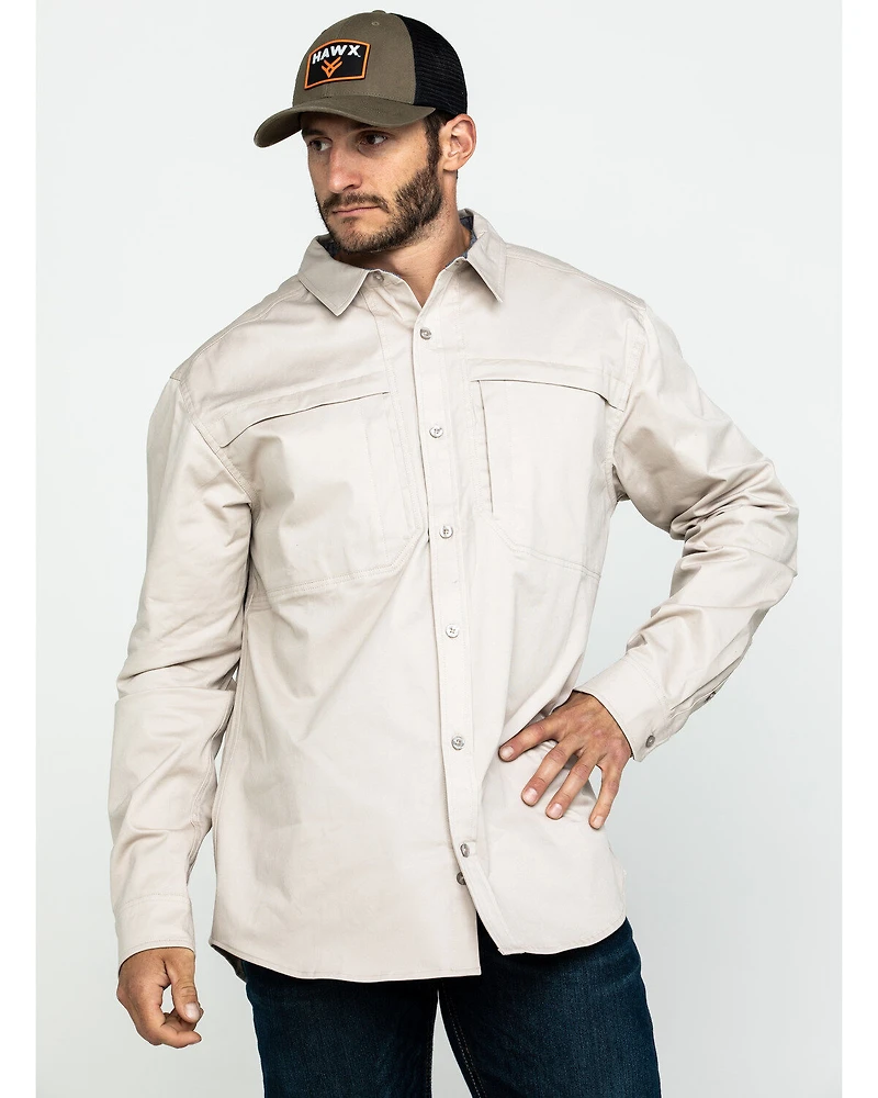 Hawx Men's Khaki Stretch Twill Long Sleeve Work Shirt
