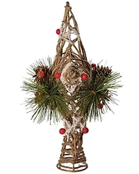 Kurt Adler 11" Un-Lit Natural Star With Pinecones Treetop