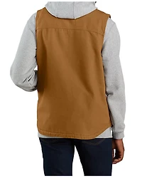 Carhartt Men's Brown Washed Duck Sherpa Lined Mock Neck Work Vest - Tall