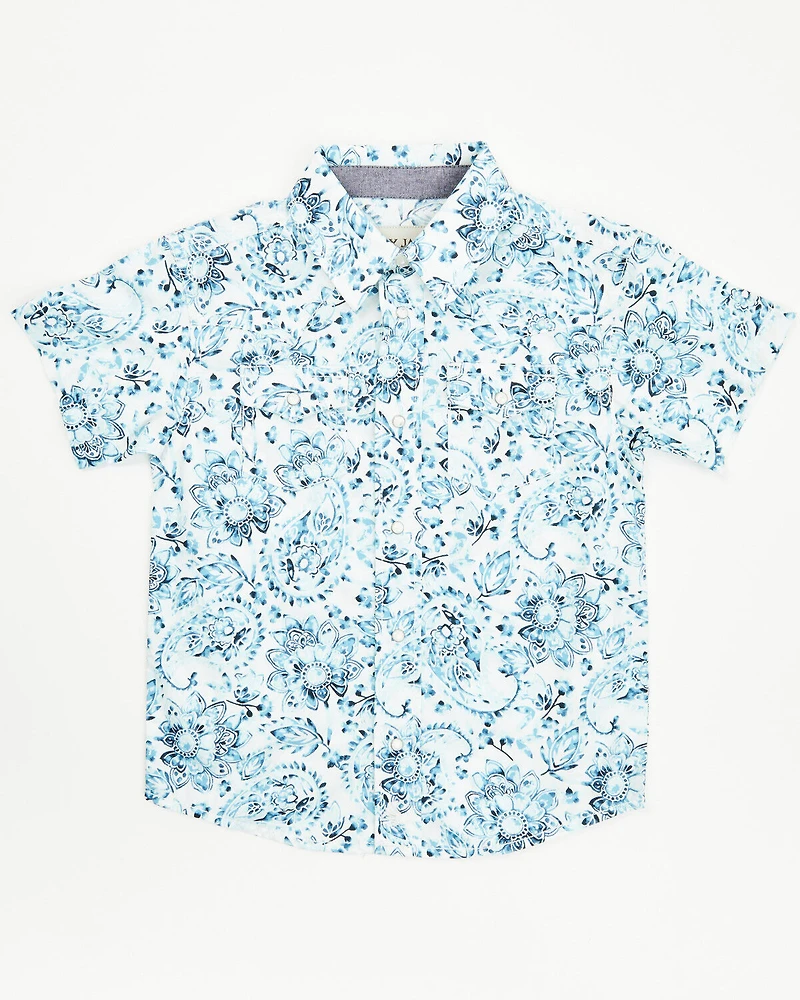 Cody James Toddler Boys' Frontier Threads Paisley Print Short Sleeve Snap Western Shirt