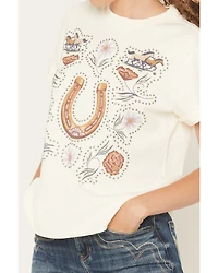 Idyllwind Women's Joyce Floral Horseshoe Short Sleeve Graphic Tee