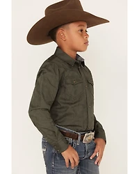 Cody James Boys' Jacquard Long Sleeve Snap Western Shirt