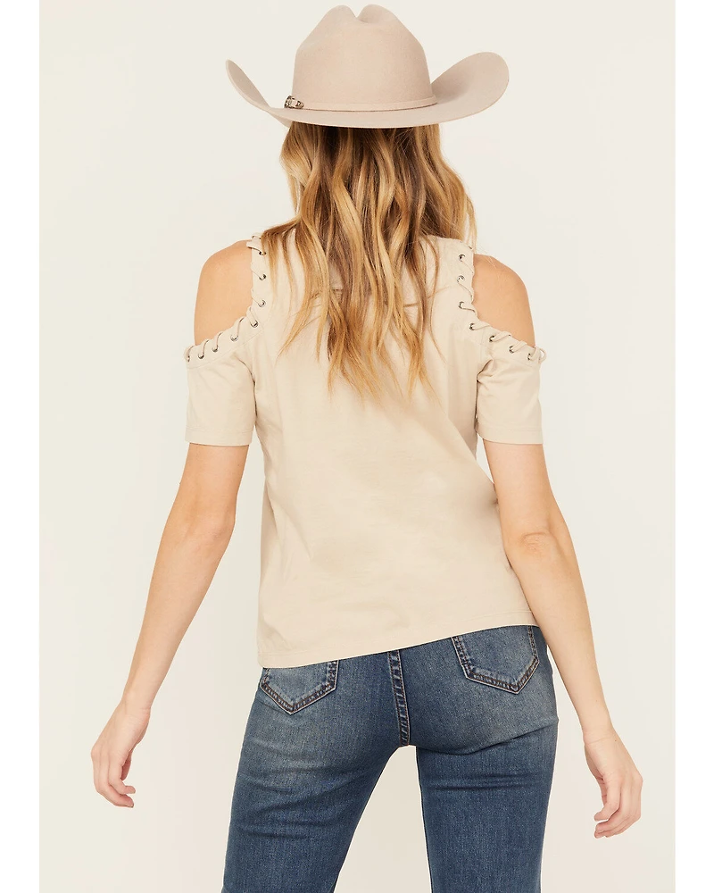 Shyanne Women's Cold Shoulder Steerhead Graphic Tee