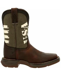 Durango Boys' Lil' Rebel USA Flag Western Boots - Broad Square Toe