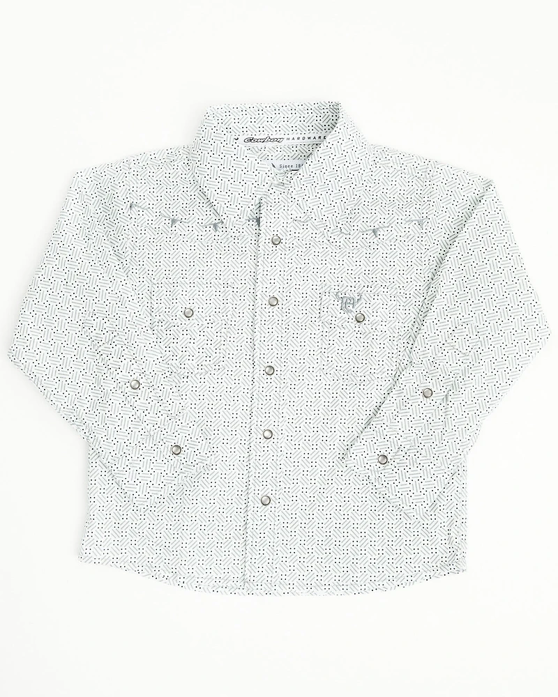 Cowboy Hardware Toddler Boys' Geo Print Long Sleeve Pearl Snap Stretch Western Shirt