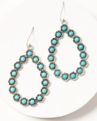 Shyanne Women's Silver Floral & Turquoise Beaded Dangle Earrings