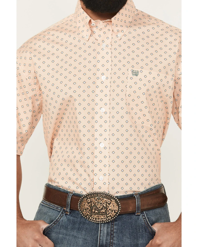 Cinch Men's Geo Print Short Sleeve Button-Down Western Shirt - Big
