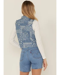 Wrangler Retro Women's Bandana Print Cropped Sleeveless Snap Western Shirt