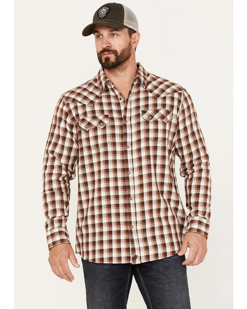 Moonshine Spirit Men's Dirt Runner Plaid Print Snap Western Flannel Shirt