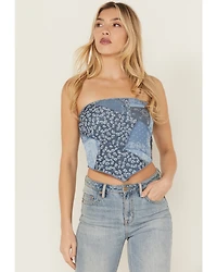 Originality Women's Mix Print Mesh Bandana Tube Top