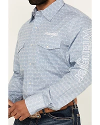 Wrangler Men's Geo Print Logo Long Sleeve Snap Western Shirt - Tall
