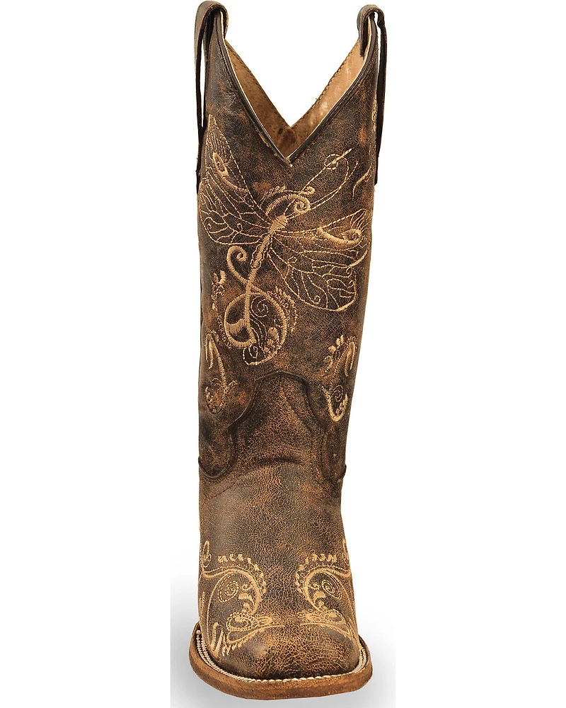 Circle G Women's Dragonfly Embroidered Western Boots - Square Toe