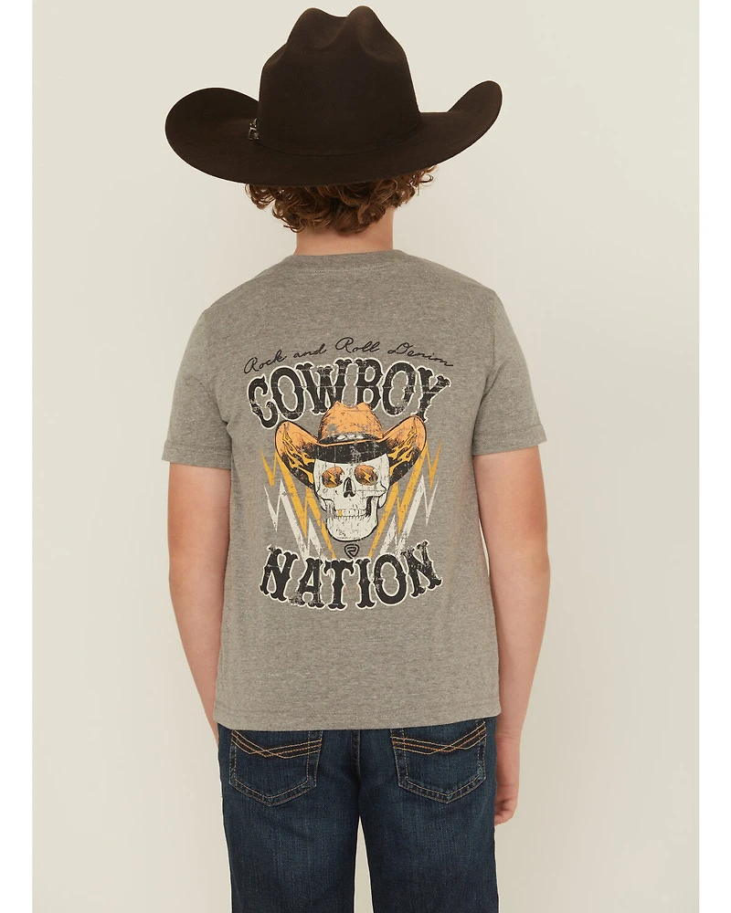 Rock & Roll Denim Boys' Cowboy Skull Short Sleeve Graphic T-Shirt