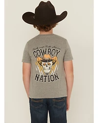 Rock & Roll Denim Boys' Cowboy Skull Short Sleeve Graphic T-Shirt