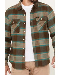 Brixton Men's Bowery Plaid Print Long Sleeve Button-Down Flannel Shirt