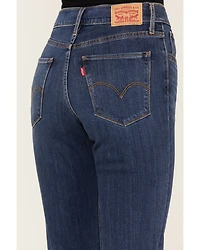 Levi's Women's 724 Dark Wash High Rise Distressed Straight Jeans
