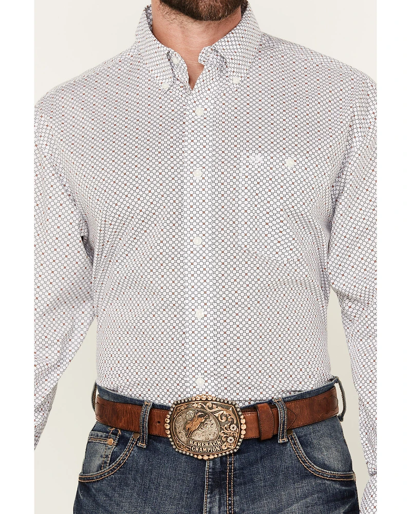 Wrangler Men's Geo Print Long Sleeve Button-Down Stretch Western Shirt