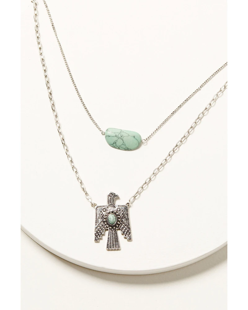 Shyanne Women's Antique Silver Thunderbird Layered Necklace