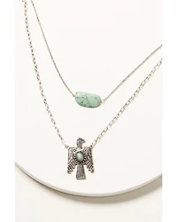 Shyanne Women's Antique Silver Thunderbird Layered Necklace