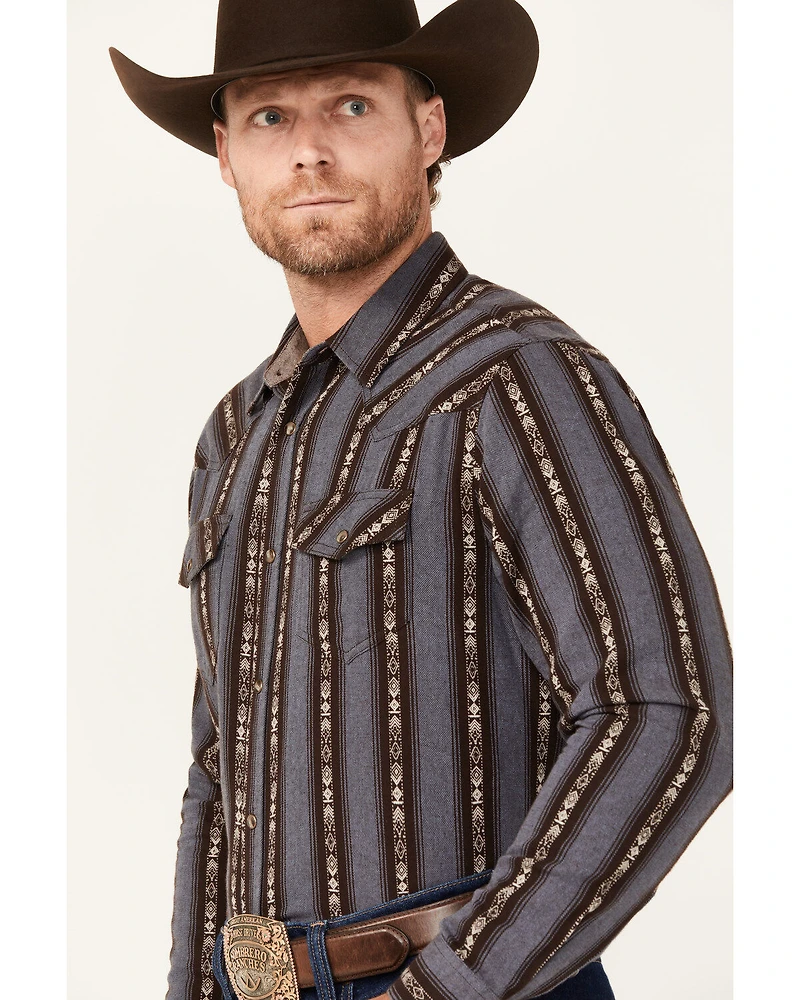 Cody James Men's Deluxe Striped Print Long Sleeve Snap Flannel Shirt