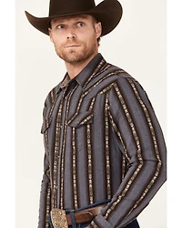Cody James Men's Deluxe Striped Print Long Sleeve Snap Flannel Shirt
