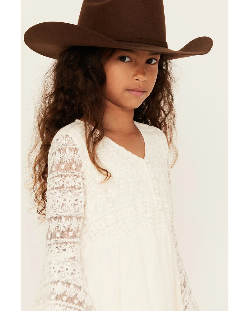 Shyanne Girls' Lace Long Sleeve Button-Down Mini Dress
