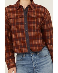 Cleo + Wolf Women's Chelsea Plaid Print Long Sleeve Button-Down Cropped Shirt