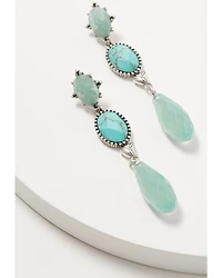 Lainey Wilson Women's Blue Moonshine Stacked Stone Concho Statement Earrings