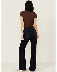 Rock & Roll Denim Women's Dark Wash High Rise Welt Pocket Trouser Stretch Jeans