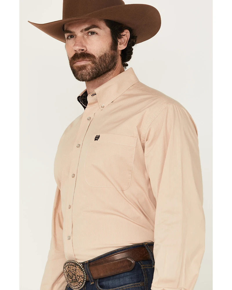 Cinch Men's Striped Print Long Sleeve Button-Down Stretch Western Shirt