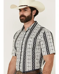 RANK 45® Men's Buffalo Southwestern Striped Print Short Sleeve Button-Down Stretch Western Shirt