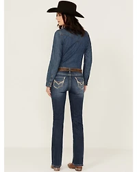 Rock & Roll Denim Women's Medium Wash Mid Rise Bootcut Stretch Jeans