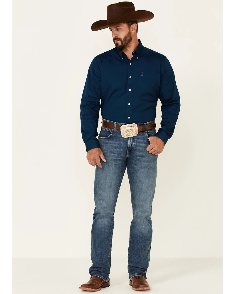 Cinch Men's Modern Fit Solid Navy Long Sleeve Button-Down Western Shirt
