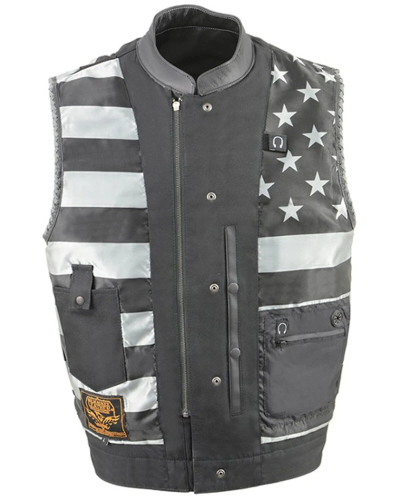 Milwaukee Leather Men's Old Glory Laced Arm Hole Concealed Carry Vest