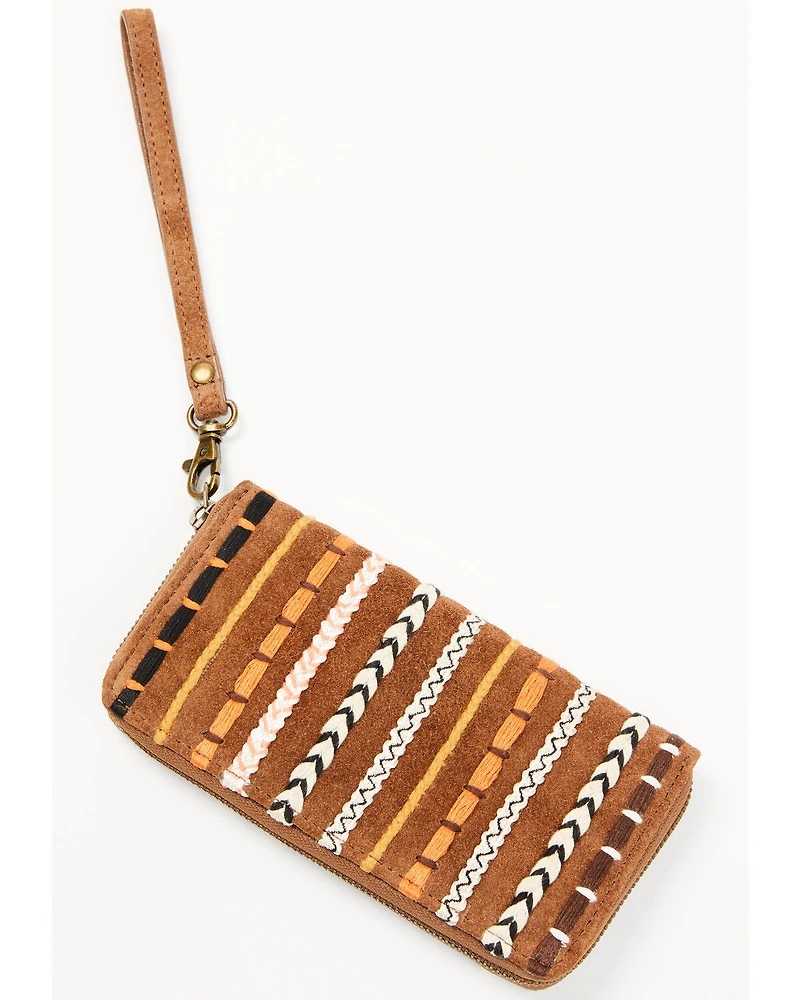 Shyanne Women's Wysteria Suede Woven Striped Wristlet Wallet