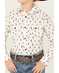 Rock & Roll Denim Boys' Abstract Geo Print Long Sleeve Snap Stretch Western Shirt