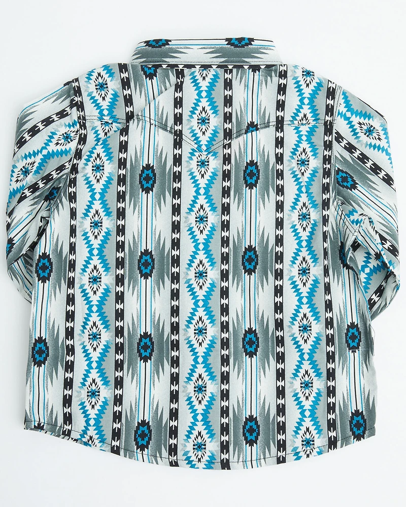 Wrangler Toddler Boys' Southwestern Print Long Sleeve Snap Western Shirt