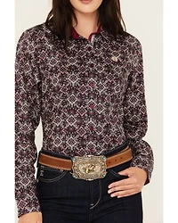 Cinch Women's Printed Long Sleeve Button Down Western Shirt