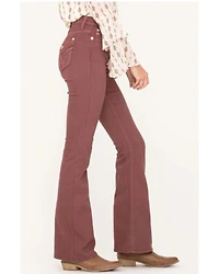 Miss Me Women's X-Shaped Flap Pocket High Rise 34" Flare Denim Jeans