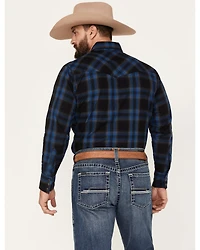Ely Walker Men's Plaid Print Long Sleeve Snap Western Shirt