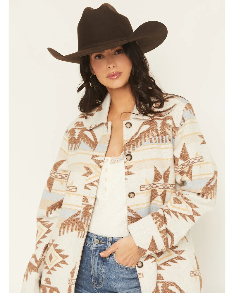 Idyllwind Women's Mcain Southwestern Print Button-Down Long Shacket