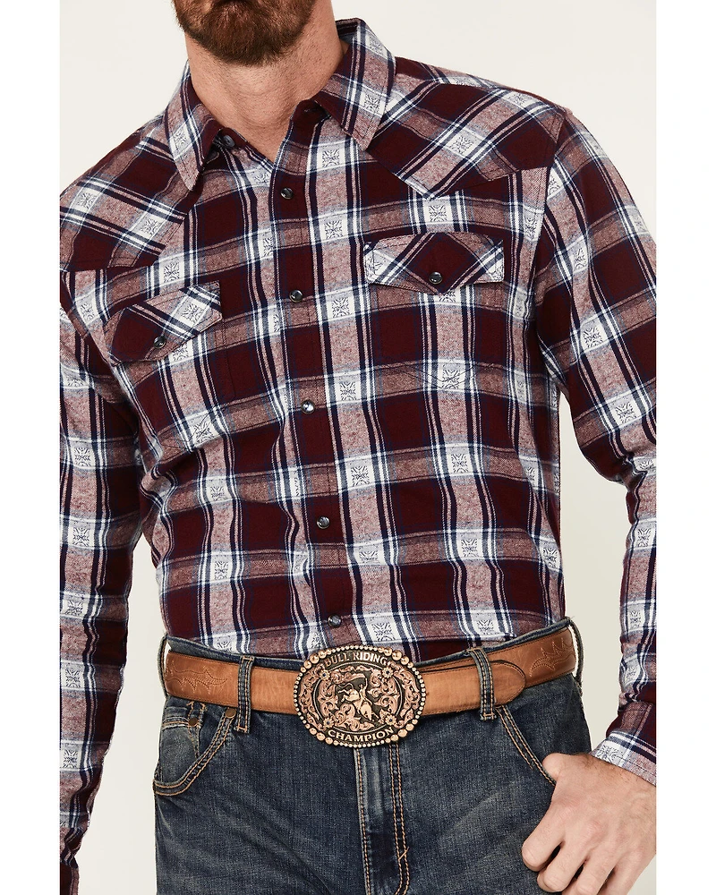Cody James Men's Peace Treaty Plaid Print Long Sleeve Snap Flannel Shirt - Big